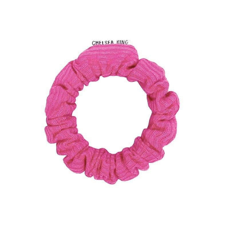 French Ribbed Fandango Pink Scrunchie - Thin