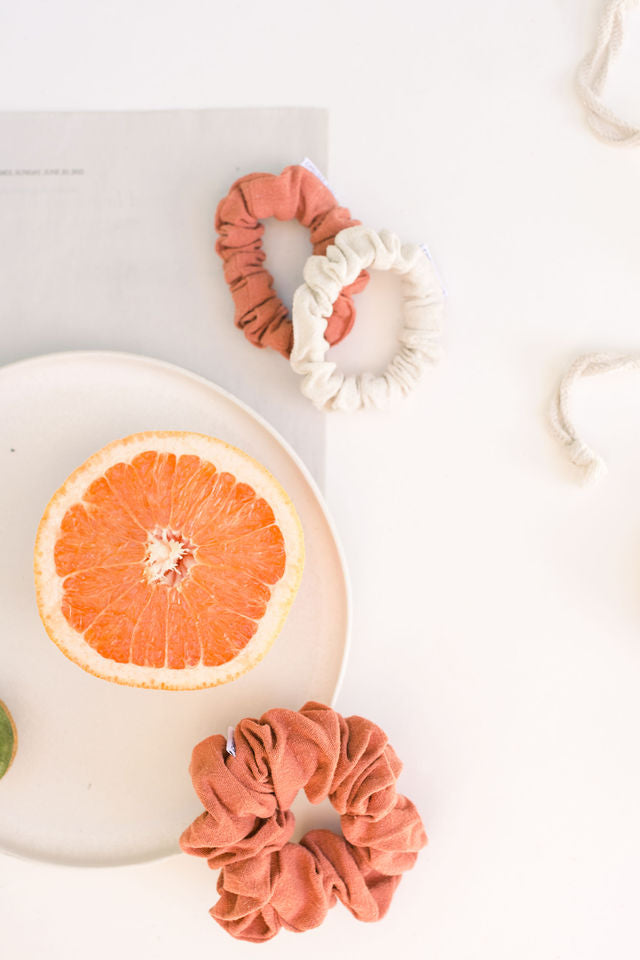 Natural Linen Sand Scrunchie - Thin