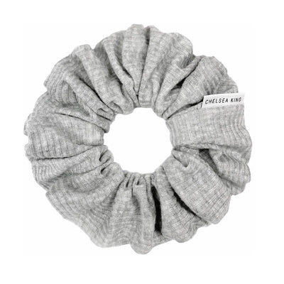 French Ribbed Light Grey Scrunchie - Classic