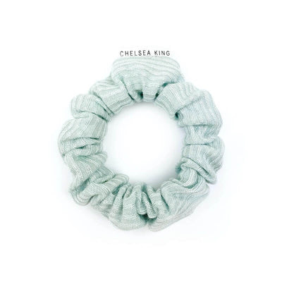 French Ribbed Mint Blue Scrunchie - Thin