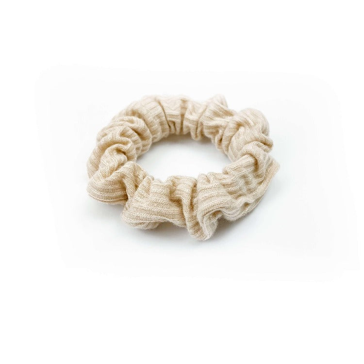 French Ribbed Nude Blush Scrunchie - Thin - Chelsea King Inc.