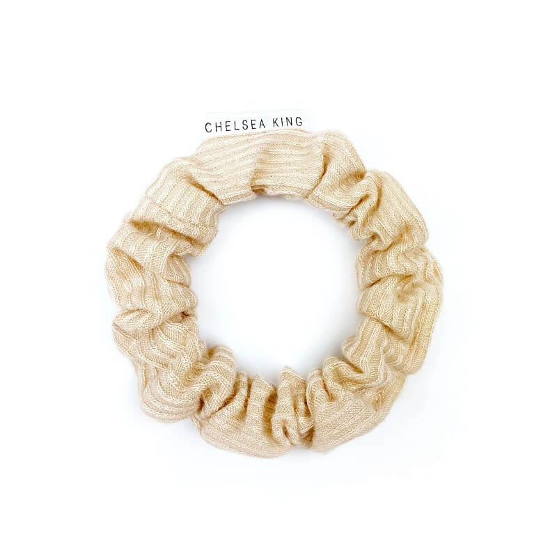 French Ribbed Nude Blush Scrunchie - Thin