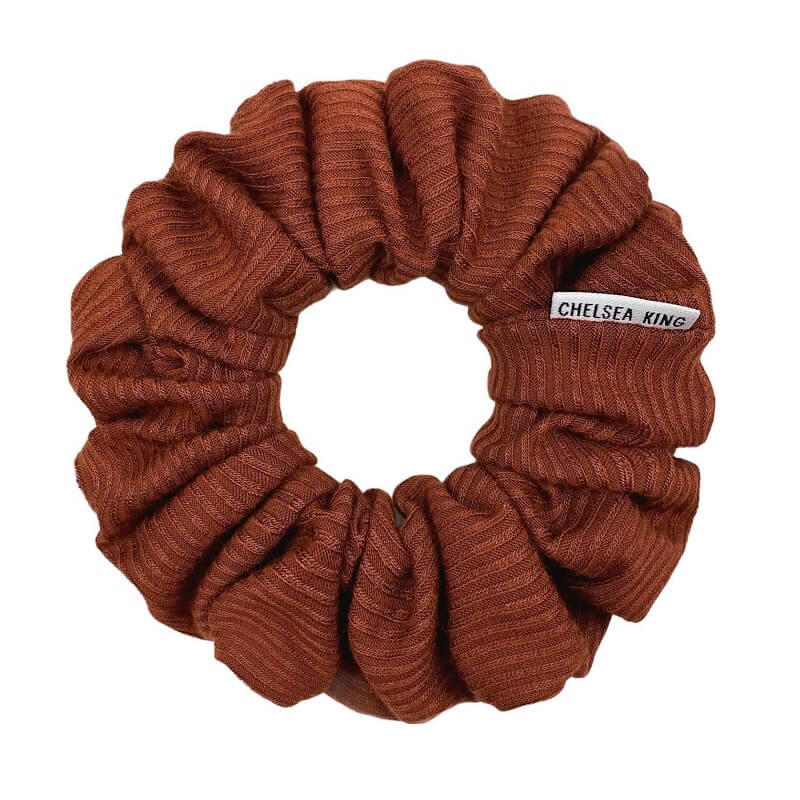 French Ribbed Brown Scrunchie - Classic