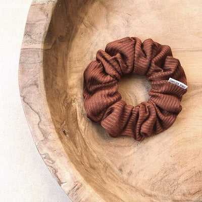 French Ribbed Pecan Scrunchie - Classic - Chelsea King Inc.