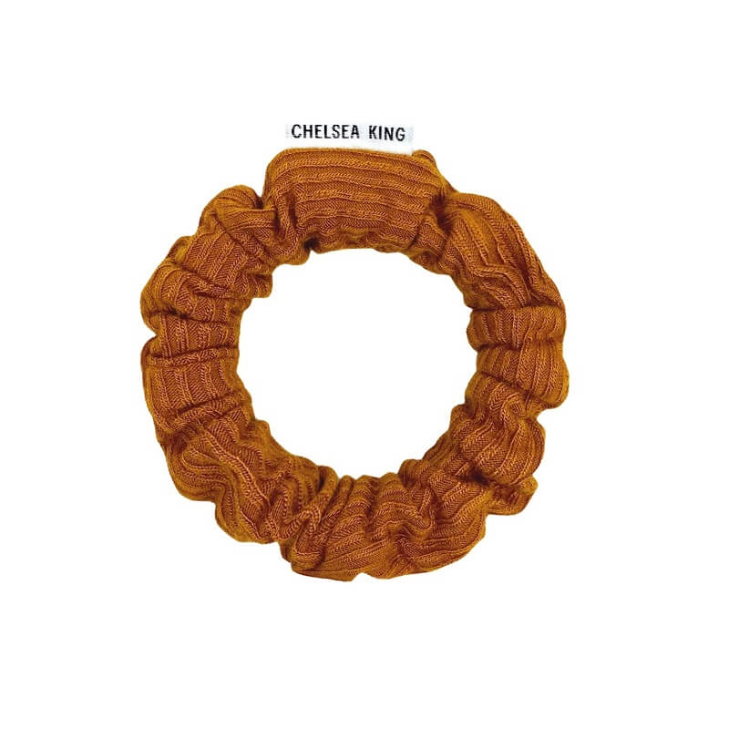 French Ribbed Caramel Scrunchie - Thin