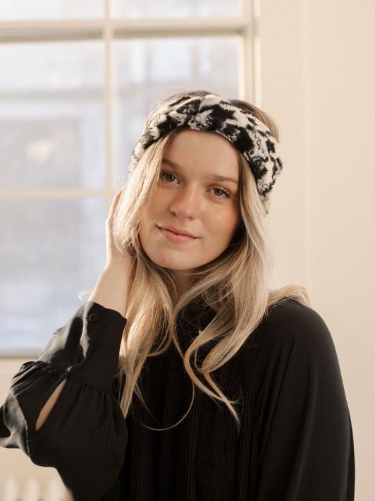 Fur Houndstooth Hairband