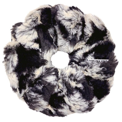 Fur Houndstooth Scrunchie - Oversized
