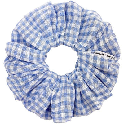 Gingham Blue Scrunchie - Oversized