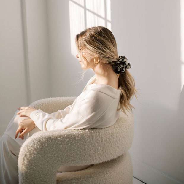 Fur Houndstooth Scrunchie - Oversized