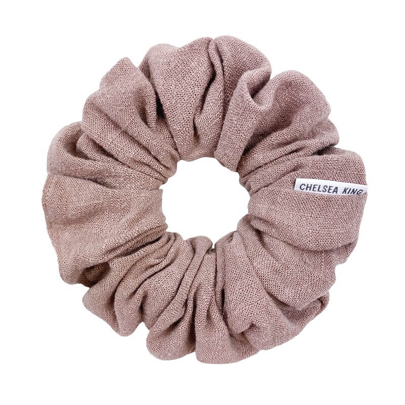 Natural Linen Taupe Scrunchie - Classic