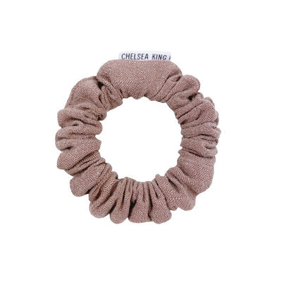 Natural Linen Taupe Scrunchie - Thin
