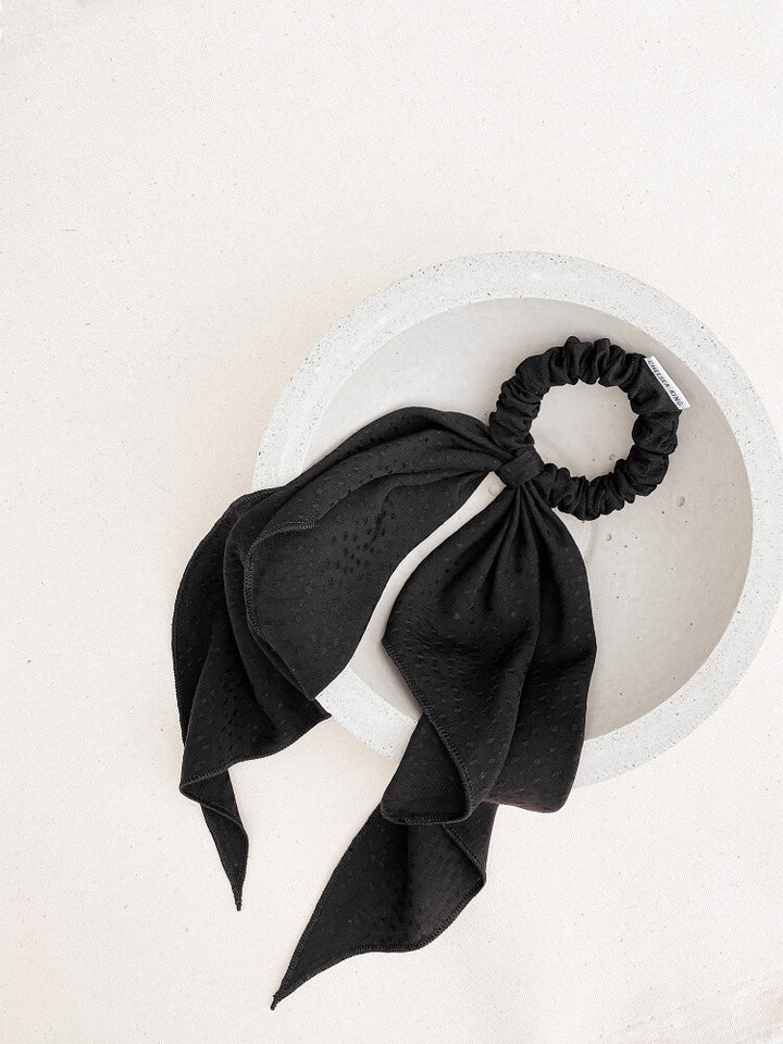Poppy Black Scrunchie/Scarf Set