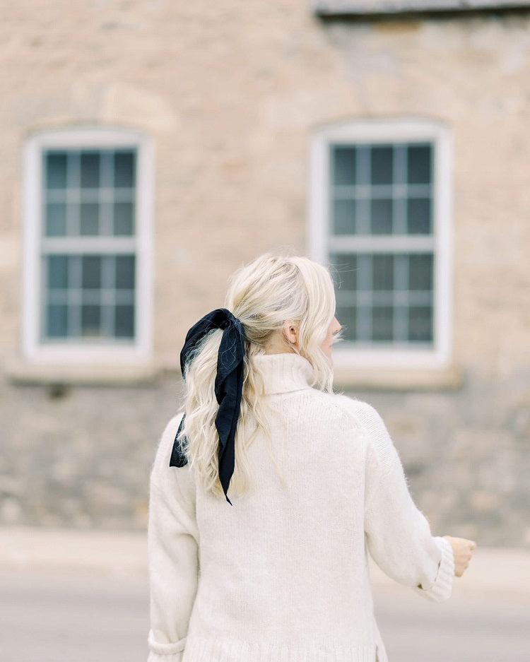 Poppy Black Scrunchie/Scarf Set