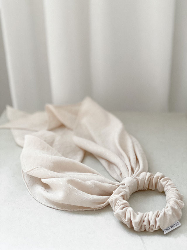 Poppy Cream Scrunchie/Scarf Set