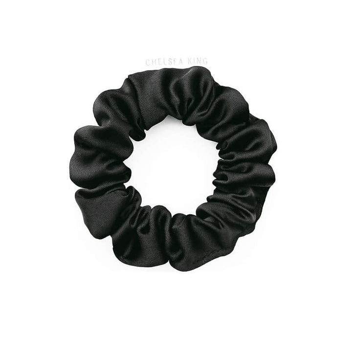 Satin Sleep Black Scrunchie - Thin
